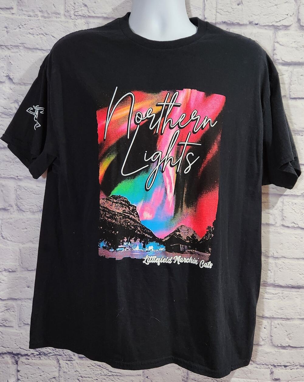Gildan Black Northern Lights Littlefield Marching Band Graphic Shirt XL Soft